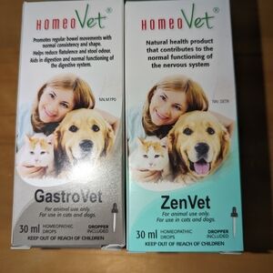 2pack, Brand new HomeoVet GastroVet and ZenVet Drops for dogs and cats.